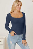 Square Neck Long Sleeve T-Shirt - Trendsi - Flyclothing LLC