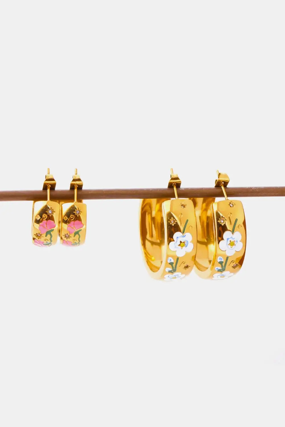 Stainless Steel 18K Gold Plated Ring Shape C-Hoop Earrings - Trendsi - Flyclothing LLC