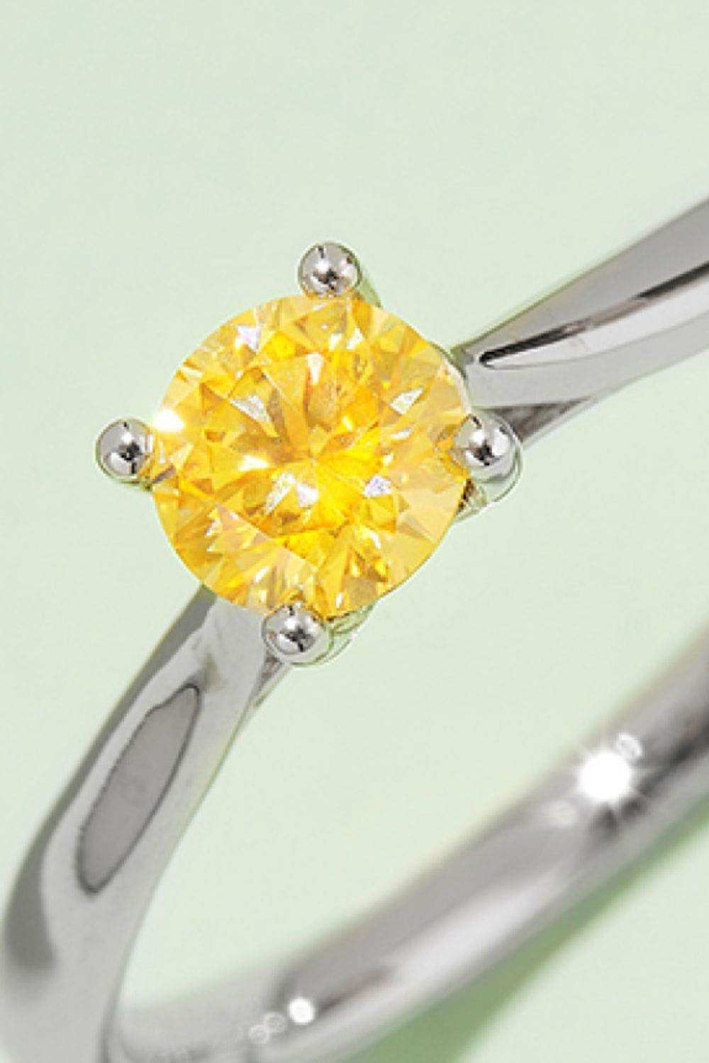 Moissanite Contrast 925 Sterling Silver Solitaire Ring - Trendsi - Flyclothing LLC