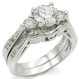 Alamode Rhodium Brass Ring with AAA Grade CZ in Clear - Alamode - Flyclothing LLC