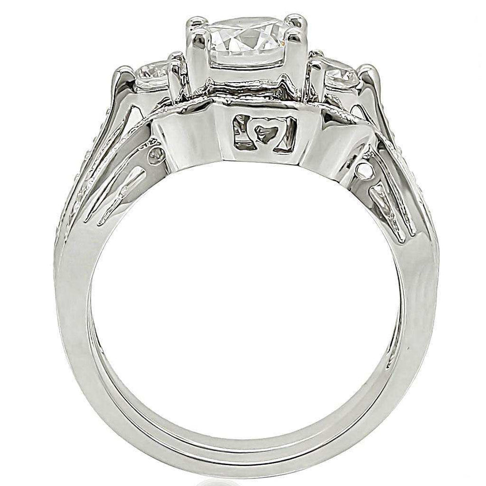 Alamode Rhodium Brass Ring with AAA Grade CZ in Clear - Alamode - Flyclothing LLC