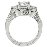 Alamode Rhodium Brass Ring with AAA Grade CZ in Clear - Alamode