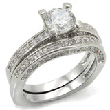 Alamode Rhodium Brass Ring with AAA Grade CZ in Clear - Alamode - Flyclothing LLC