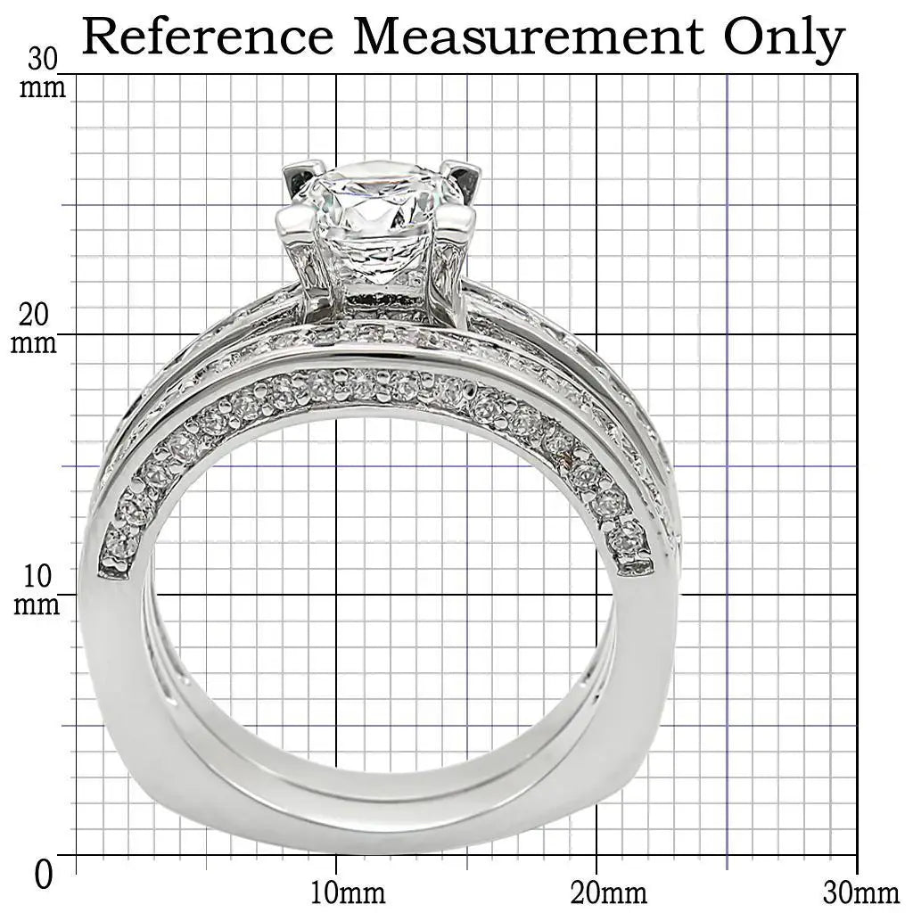 Alamode Rhodium Brass Ring with AAA Grade CZ in Clear - Alamode - Flyclothing LLC