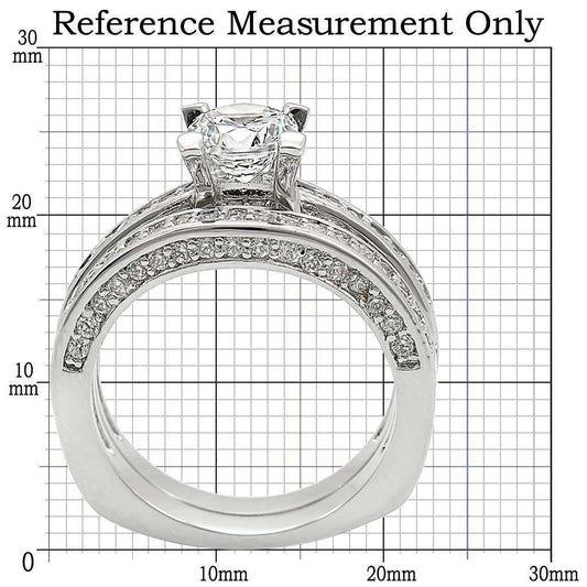 Alamode Rhodium Brass Ring with AAA Grade CZ in Clear - Alamode - Flyclothing LLC