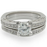 Alamode Rhodium Brass Ring with AAA Grade CZ in Clear - Alamode - Flyclothing LLC