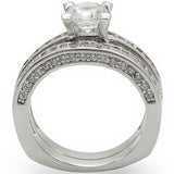 Alamode Rhodium Brass Ring with AAA Grade CZ in Clear - Alamode