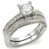 Alamode Rhodium Brass Ring with AAA Grade CZ in Clear - Alamode