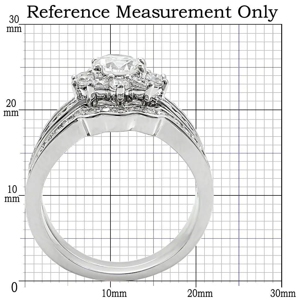 Alamode Rhodium Brass Ring with AAA Grade CZ in Clear - Alamode - Flyclothing LLC