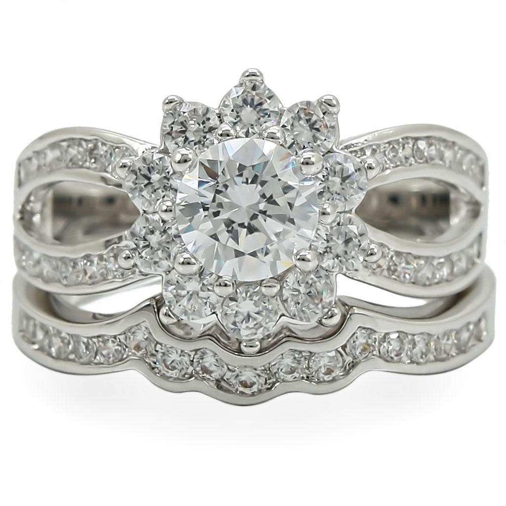 Alamode Rhodium Brass Ring with AAA Grade CZ in Clear - Alamode - Flyclothing LLC