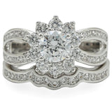 Alamode Rhodium Brass Ring with AAA Grade CZ in Clear - Alamode
