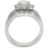 Alamode Rhodium Brass Ring with AAA Grade CZ in Clear - Alamode