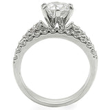 Alamode Rhodium Brass Ring with AAA Grade CZ in Clear - Alamode