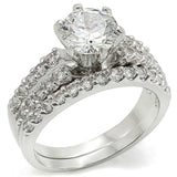 Alamode Rhodium Brass Ring with AAA Grade CZ in Clear - Alamode