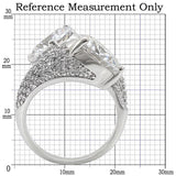 Alamode Rhodium Brass Ring with AAA Grade CZ in Clear - Alamode