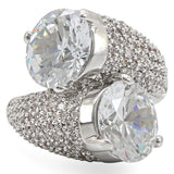 Alamode Rhodium Brass Ring with AAA Grade CZ in Clear - Alamode - Flyclothing LLC