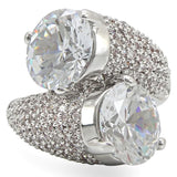 Alamode Rhodium Brass Ring with AAA Grade CZ in Clear - Alamode