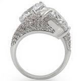 Alamode Rhodium Brass Ring with AAA Grade CZ in Clear - Alamode