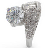 Alamode Rhodium Brass Ring with AAA Grade CZ in Clear - Alamode - Flyclothing LLC