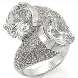 Alamode Rhodium Brass Ring with AAA Grade CZ in Clear - Alamode