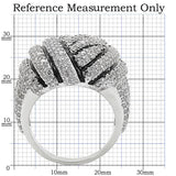 Alamode Rhodium Brass Ring with AAA Grade CZ in Clear - Alamode