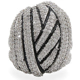 Alamode Rhodium Brass Ring with AAA Grade CZ in Clear - Alamode - Flyclothing LLC