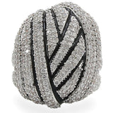 Alamode Rhodium Brass Ring with AAA Grade CZ in Clear - Alamode