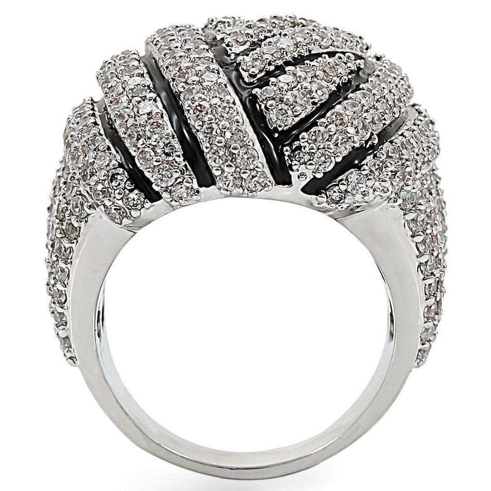 Alamode Rhodium Brass Ring with AAA Grade CZ in Clear - Alamode - Flyclothing LLC