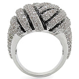 Alamode Rhodium Brass Ring with AAA Grade CZ in Clear - Alamode