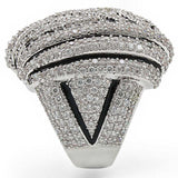 Alamode Rhodium Brass Ring with AAA Grade CZ in Clear - Alamode - Flyclothing LLC