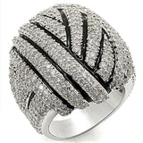 Alamode Rhodium Brass Ring with AAA Grade CZ in Clear - Alamode