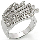 Alamode Rhodium Brass Ring with AAA Grade CZ in Clear - Alamode - Flyclothing LLC