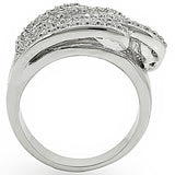 Alamode Rhodium Brass Ring with AAA Grade CZ in Clear - Alamode