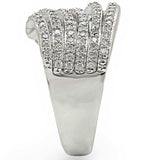 Alamode Rhodium Brass Ring with AAA Grade CZ in Clear - Alamode - Flyclothing LLC