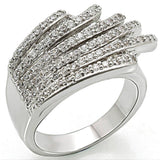 Alamode Rhodium Brass Ring with AAA Grade CZ in Clear - Alamode