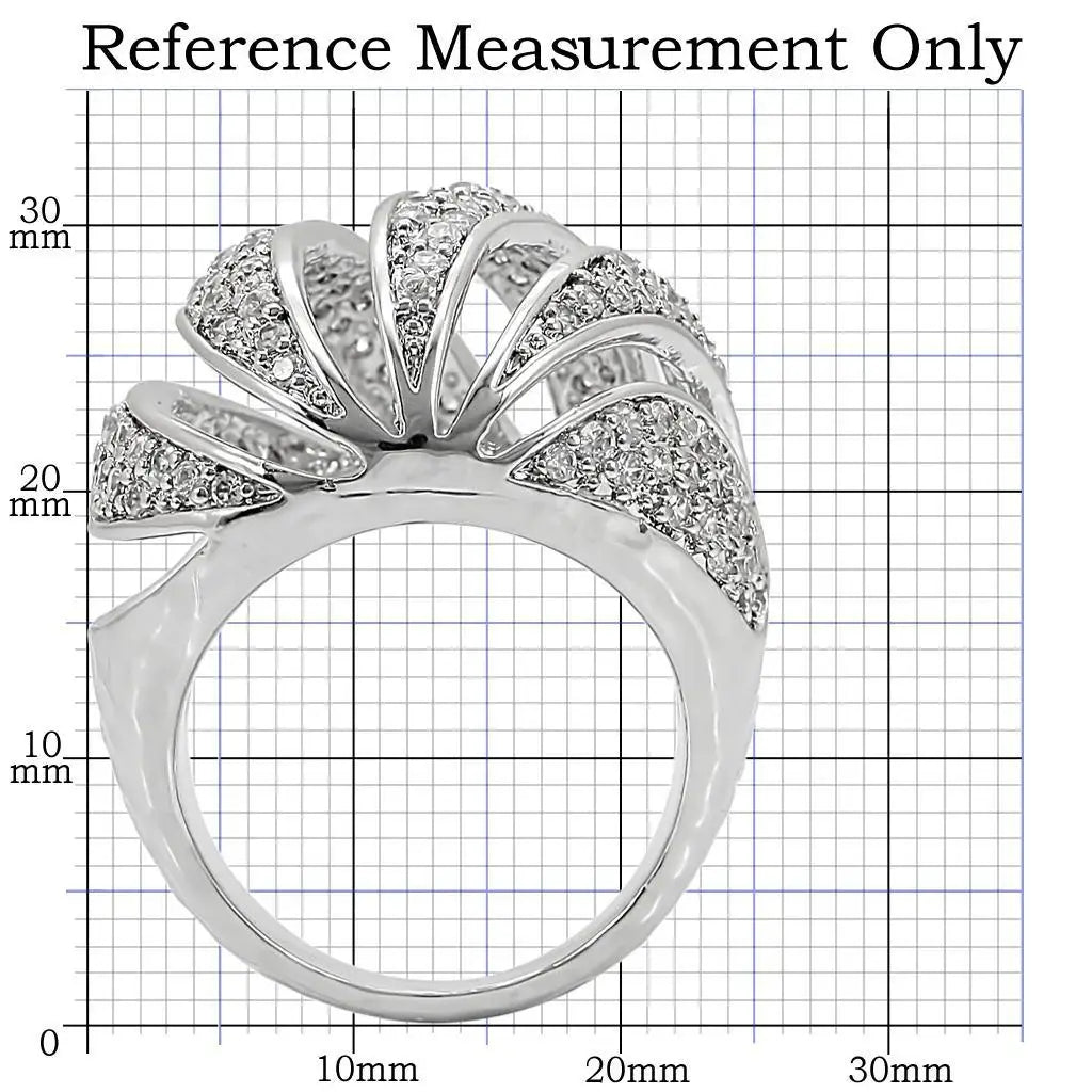 Alamode Rhodium Brass Ring with AAA Grade CZ in Clear - Alamode - Flyclothing LLC