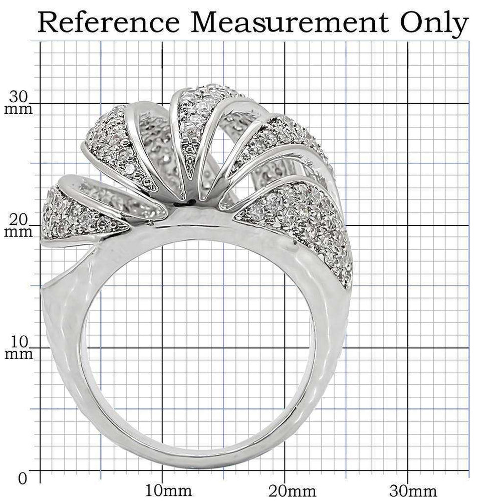 Alamode Rhodium Brass Ring with AAA Grade CZ in Clear - Alamode - Flyclothing LLC