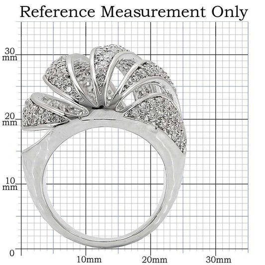 Alamode Rhodium Brass Ring with AAA Grade CZ in Clear - Alamode - Flyclothing LLC