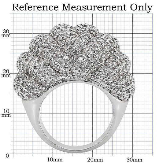 Alamode Rhodium Brass Ring with AAA Grade CZ in Clear - Alamode - Flyclothing LLC