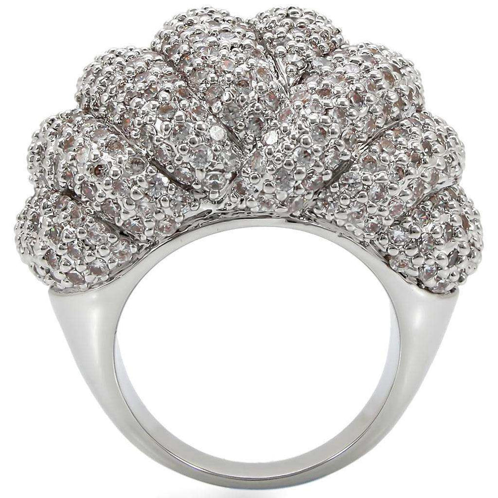 Alamode Rhodium Brass Ring with AAA Grade CZ in Clear - Alamode - Flyclothing LLC