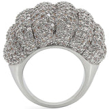 Alamode Rhodium Brass Ring with AAA Grade CZ in Clear - Alamode - Flyclothing LLC