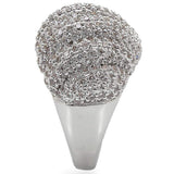 Alamode Rhodium Brass Ring with AAA Grade CZ in Clear - Alamode - Flyclothing LLC