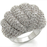 Alamode Rhodium Brass Ring with AAA Grade CZ in Clear - Alamode
