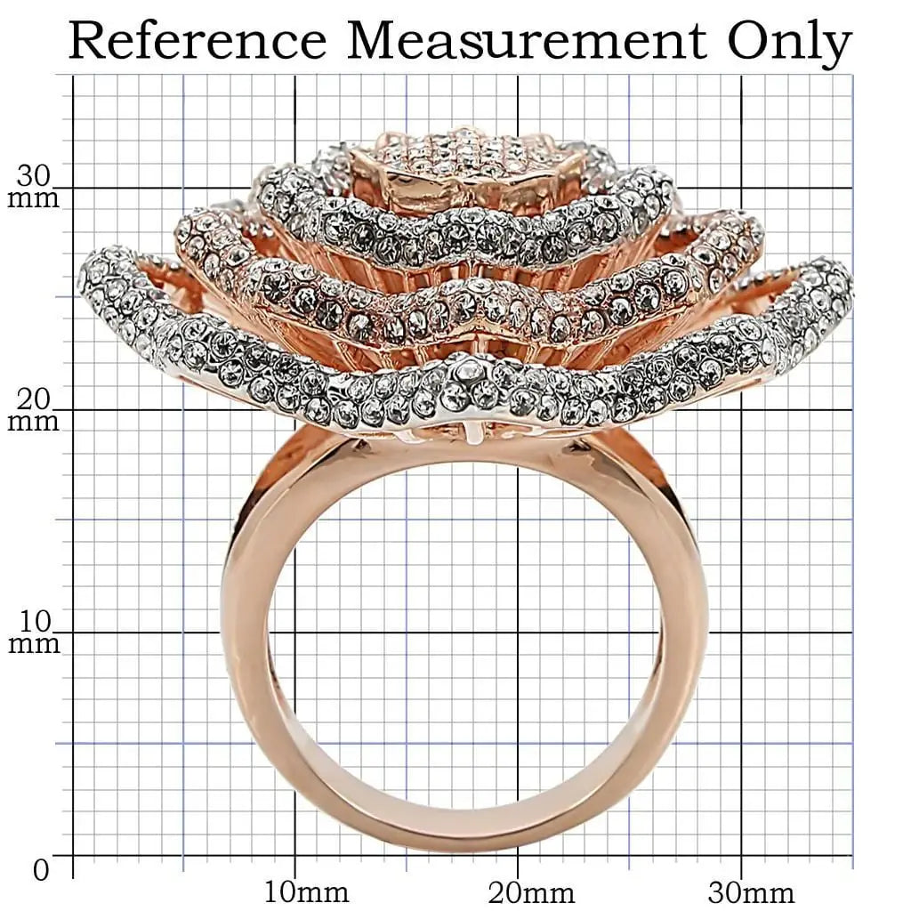 Alamode Rose Gold + Rhodium Brass Ring with Top Grade Crystal in Clear - Alamode - Flyclothing LLC