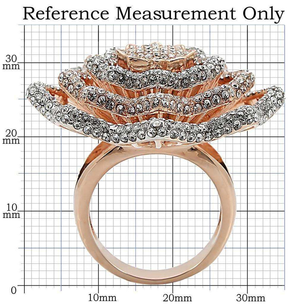 Alamode Rose Gold + Rhodium Brass Ring with Top Grade Crystal in Clear - Alamode - Flyclothing LLC