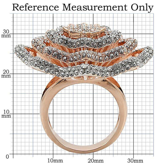 Alamode Rose Gold + Rhodium Brass Ring with Top Grade Crystal in Clear - Alamode - Flyclothing LLC
