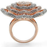 Alamode Rose Gold + Rhodium Brass Ring with Top Grade Crystal in Clear - Alamode