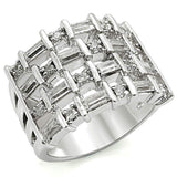 Alamode Rhodium Brass Ring with AAA Grade CZ in Clear - Alamode - Flyclothing LLC