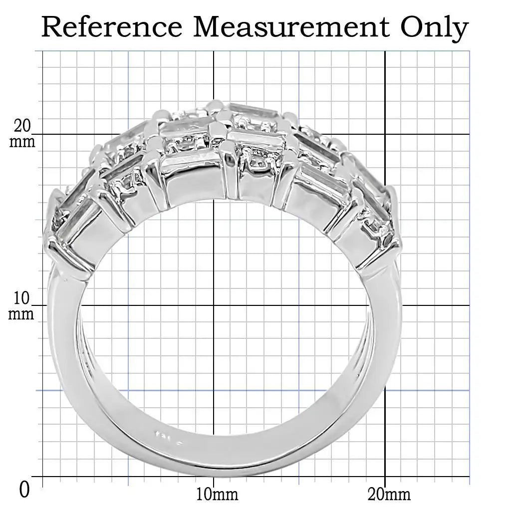 Alamode Rhodium Brass Ring with AAA Grade CZ in Clear - Alamode - Flyclothing LLC