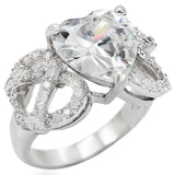 Alamode Rhodium Brass Ring with AAA Grade CZ in Clear - Alamode